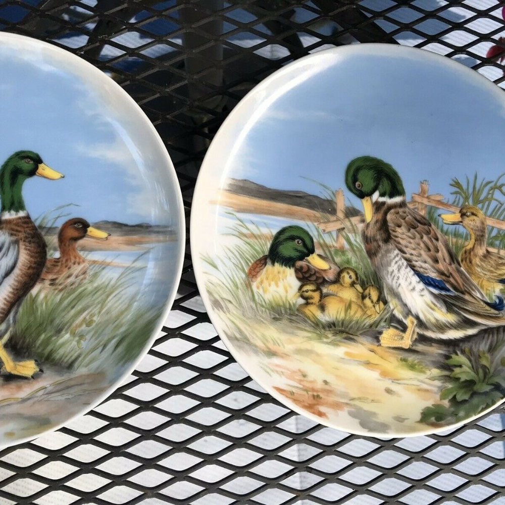 Pair Of 2 Two Vintage 7 3/4” Mallard Duck Plates - Picture 6 of 7